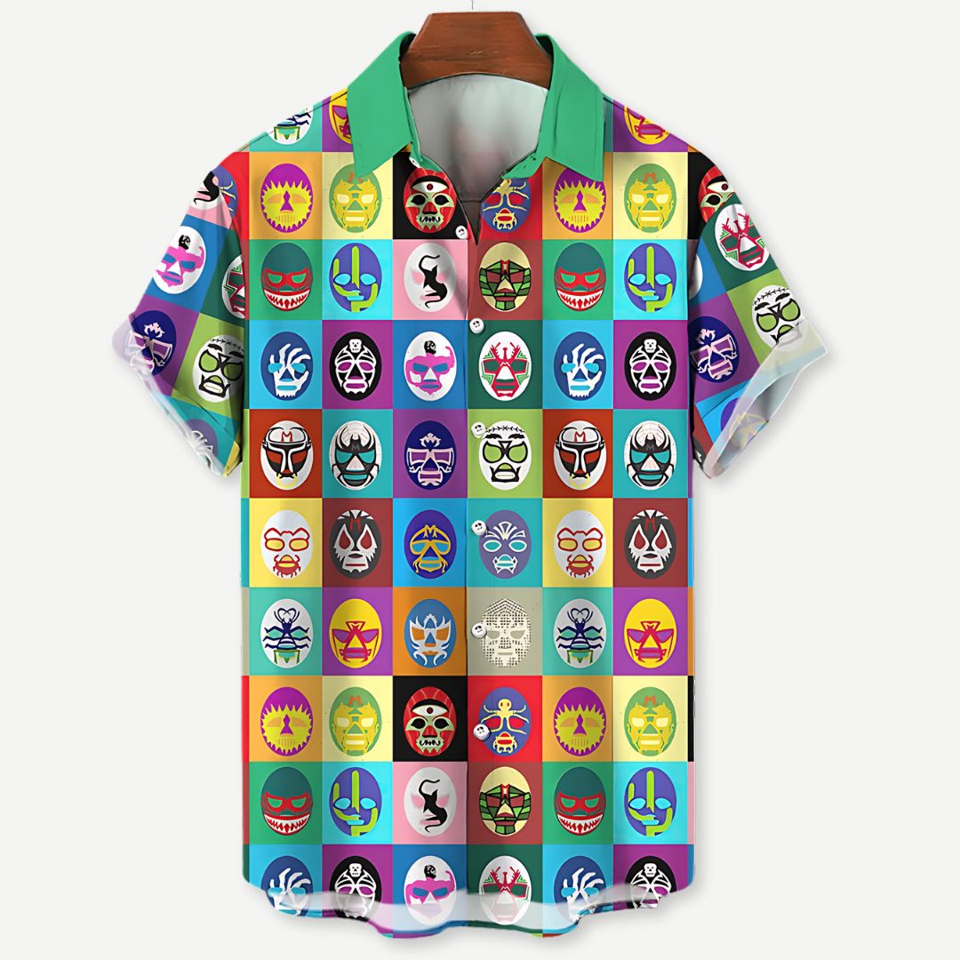 Miesten T-paidat Luchador Print Kevyt Hengittävä Kangas 3