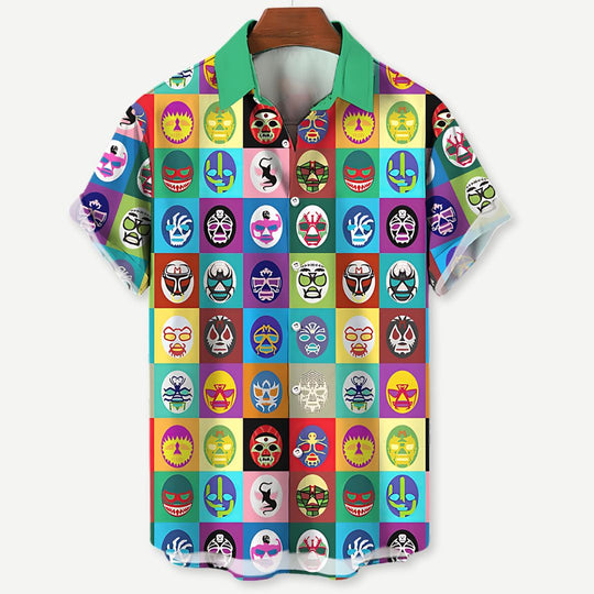Miesten T-paidat Luchador Print Kevyt Hengittävä Kangas 3