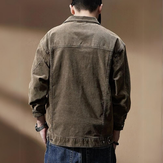 Miesten Takki Corduroy Mukava Puuvilla Polyesteri Khaki 1