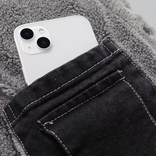 Miesten Takki Denim Fleecevuorattu Talvikäyttöön 2