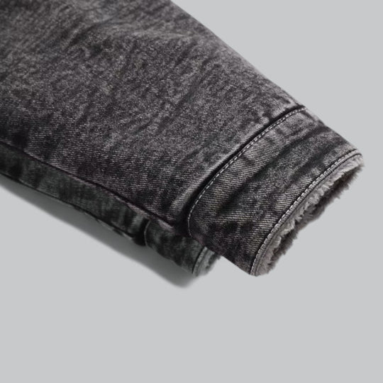 Miesten Takki Denim Fleecevuorattu Talvikäyttöön 4
