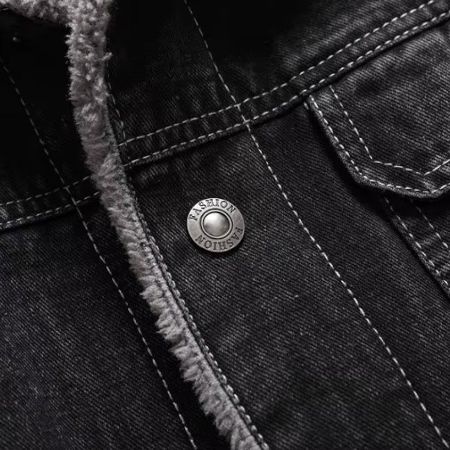 Miesten Takki Denim Fleecevuorattu Talvikäyttöön 5