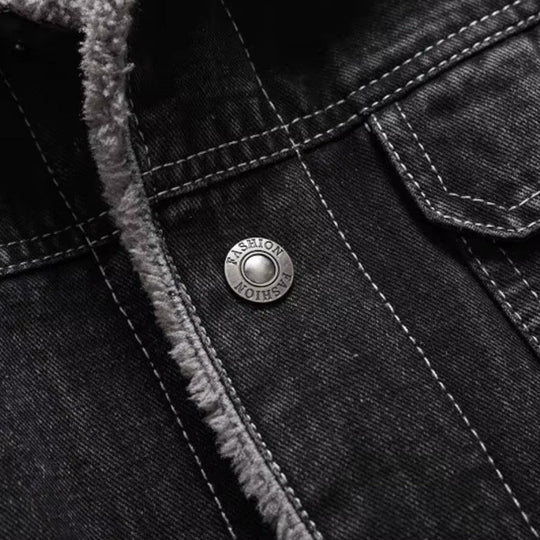 Miesten Takki Denim Fleecevuorattu Talvikäyttöön 5