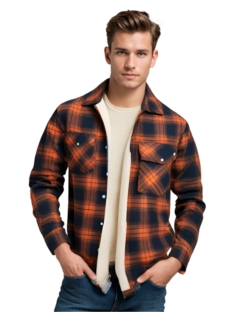 Miesten Takki Fleece-vuorattu Ruudullinen Ulkoilutakki 0