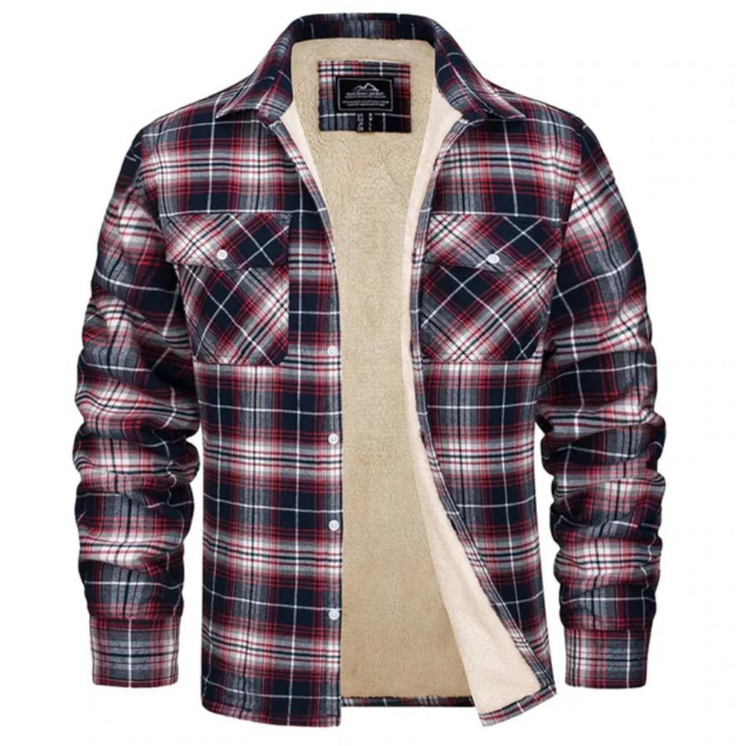Miesten Takki Fleece-vuorattu Ruudullinen Ulkoilutakki 3