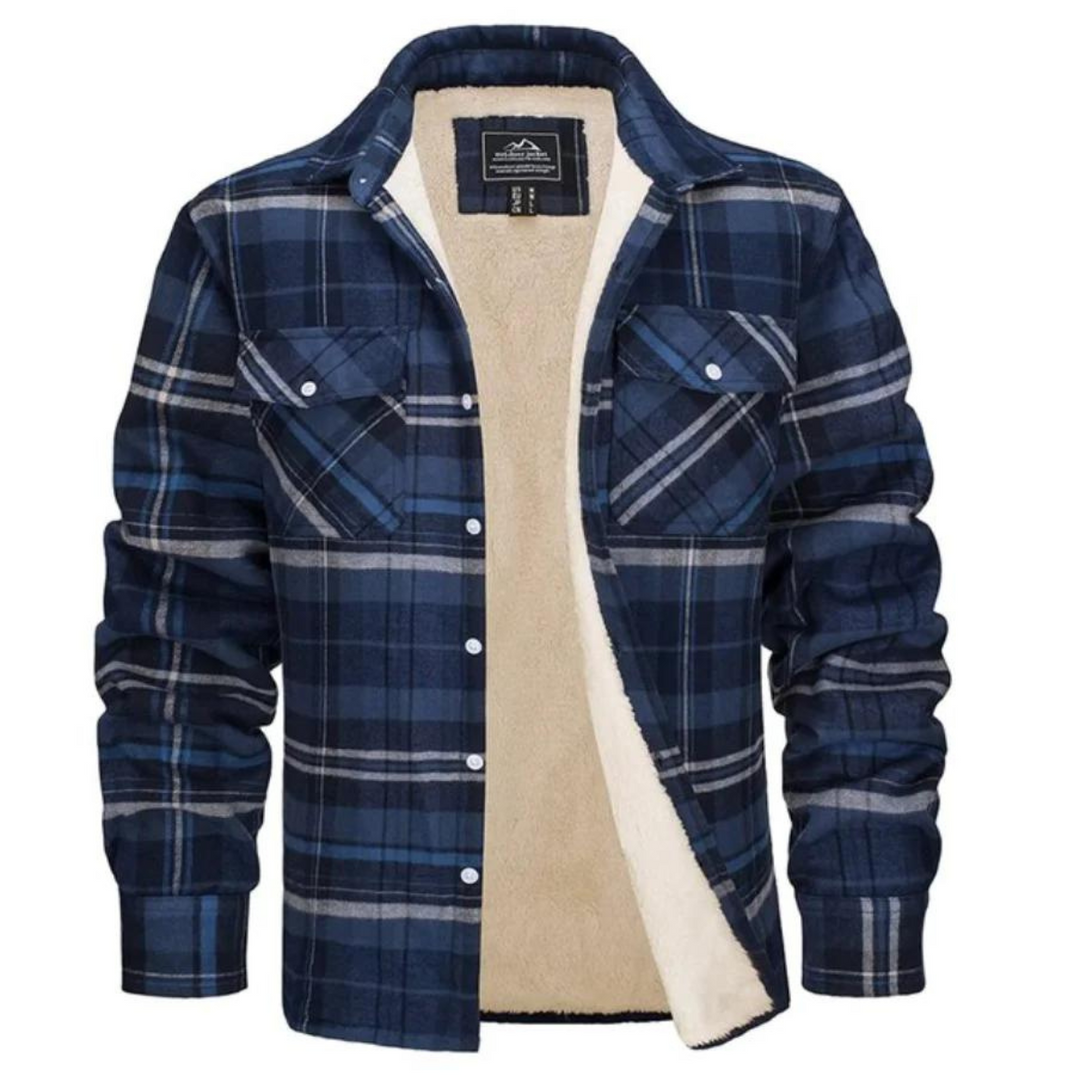 Miesten Takki Fleece-vuorattu Ruudullinen Ulkoilutakki 7