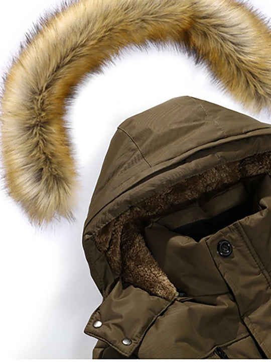 Miesten Talvitakki Raccoon Karvakauluksella Pitkä Muodikas 4