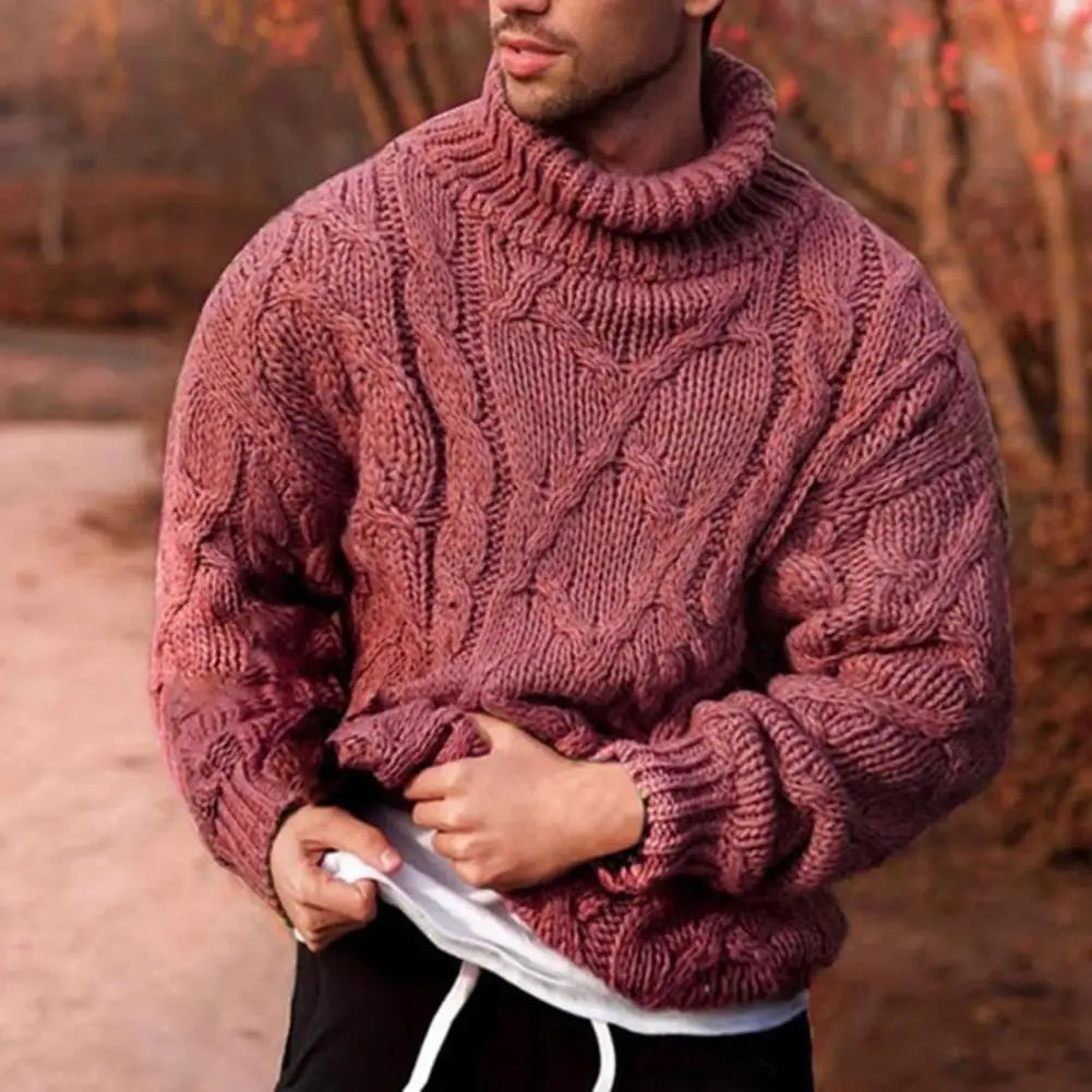 Miesten Turtleneck Neulepaita Kierretty Design 3