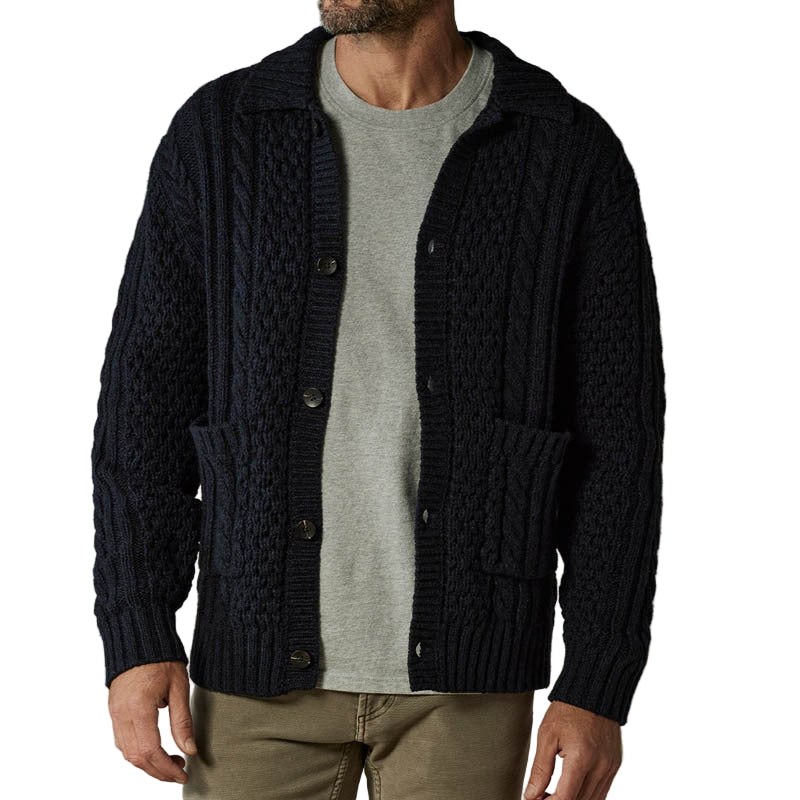 Miesten Villaneule Cardigan Kauluksella Napilla 0