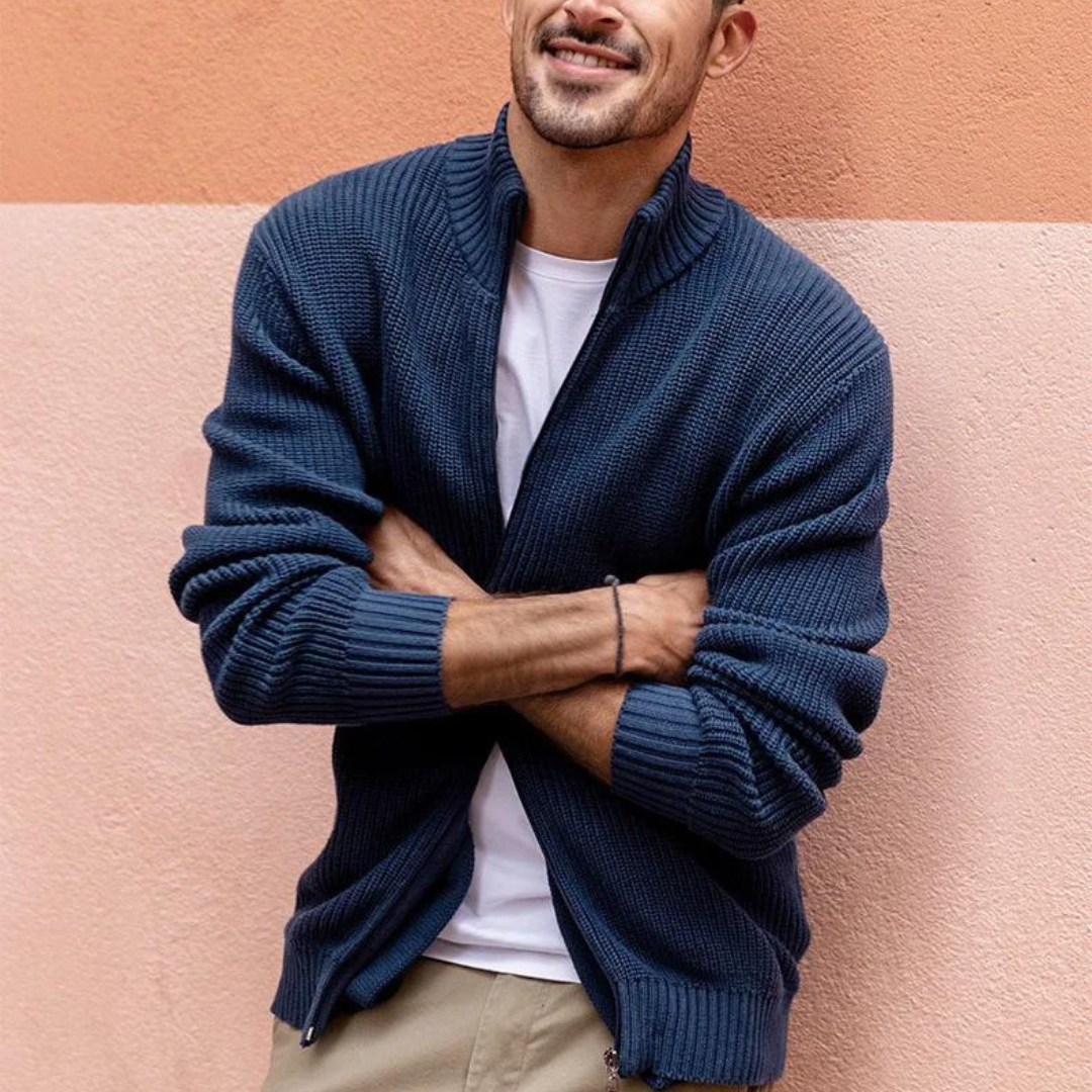 Miesten Zip Neck Paita Uritettua Tekstuuria Moderni Muotoilu 0