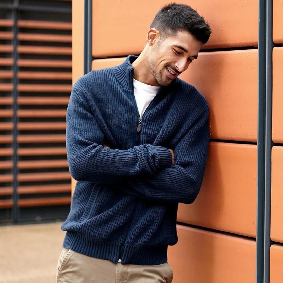 Miesten Zip Neck Paita Uritettua Tekstuuria Moderni Muotoilu 3