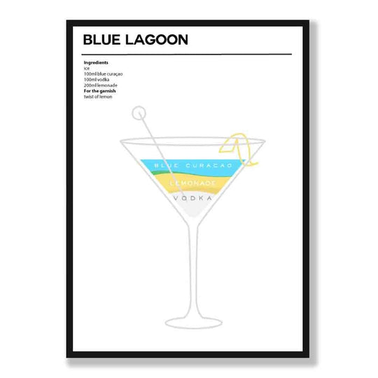 Minimal Cocktail Poster Blue Lagoon 0