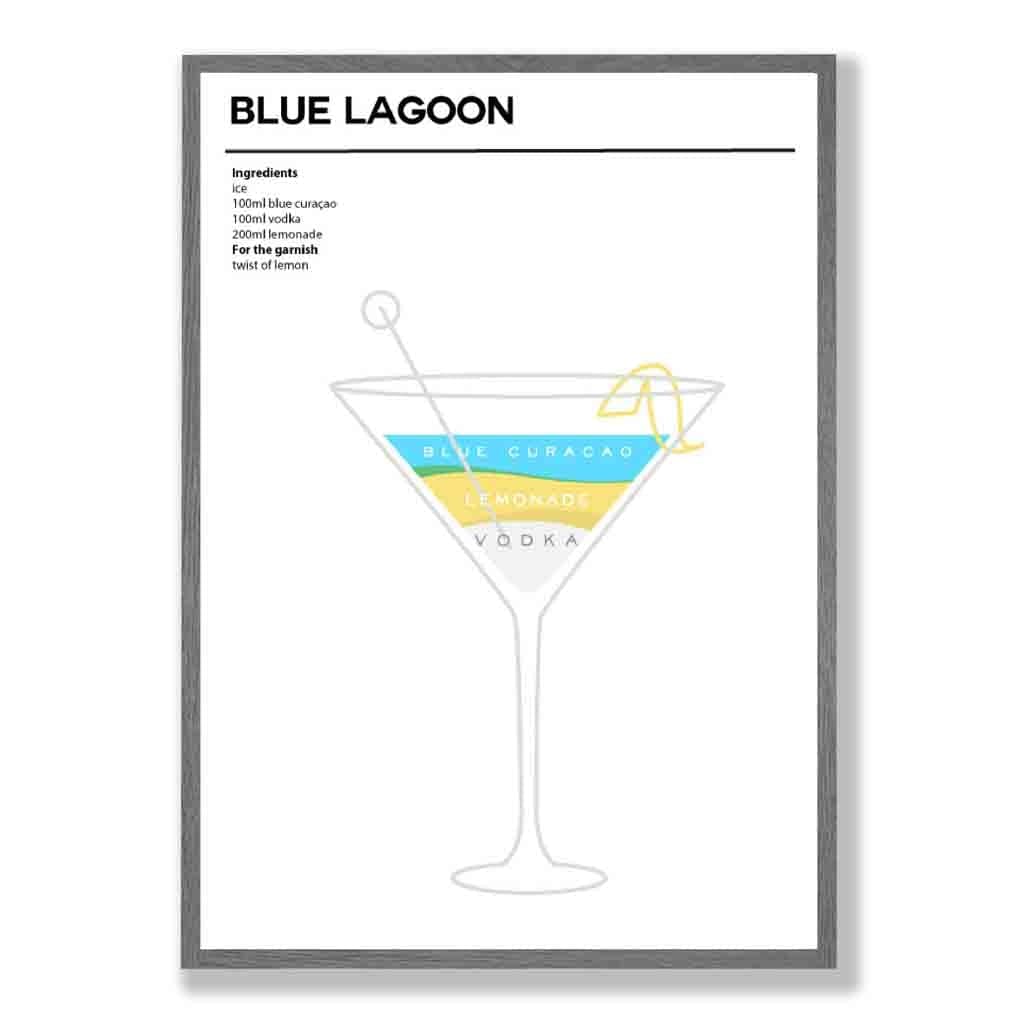 Minimal Cocktail Poster Blue Lagoon 1