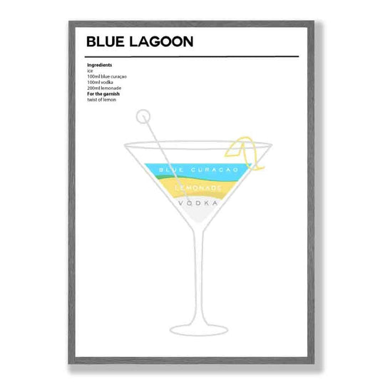 Minimal Cocktail Poster Blue Lagoon 1