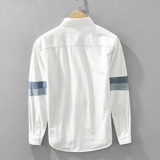 Miesten Paita Pitkähihainen Rento Fit Patchwork 100% Puuvilla 3