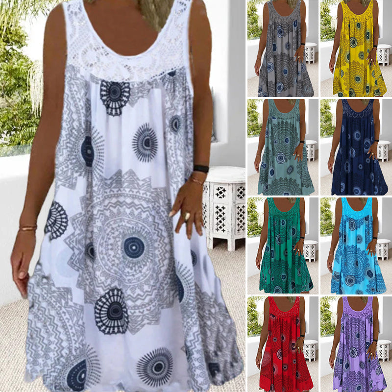 Naisille Hihaton Kesämekko Leikkisällä Printillä 1