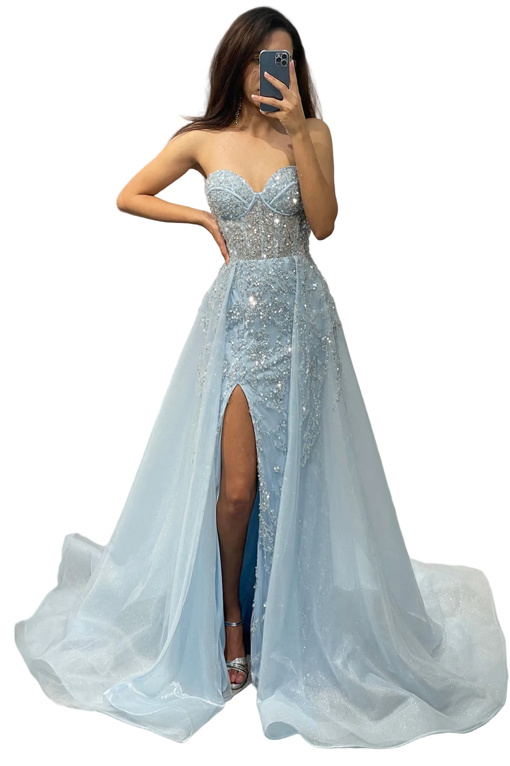 Naisten A-linjainen Korsettipallomekko Halkiolla 0