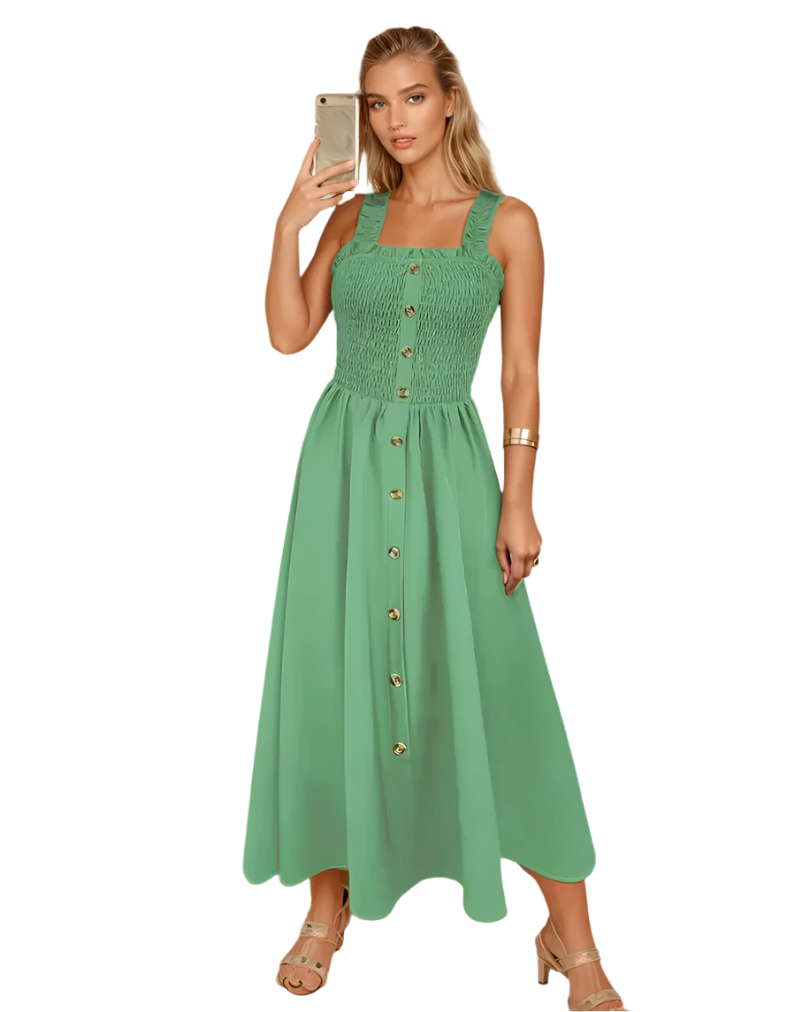 Naisten A-linjainen Maxi Mekko Shirred Design 5