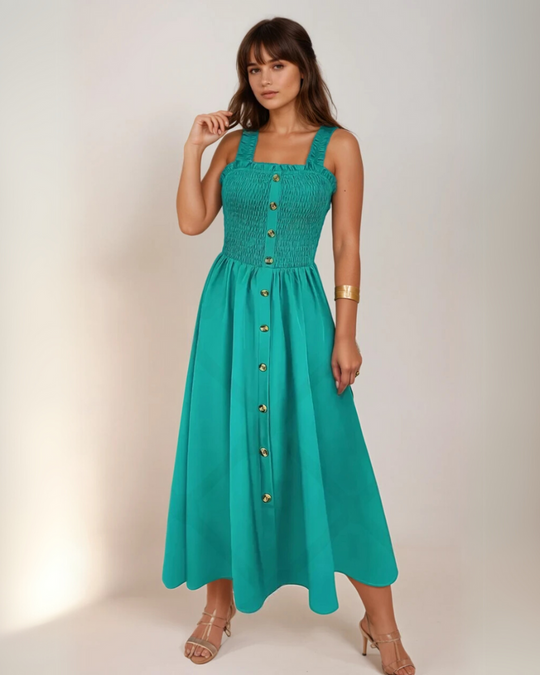 Naisten A-linjainen Maxi Mekko Shirred Design 8