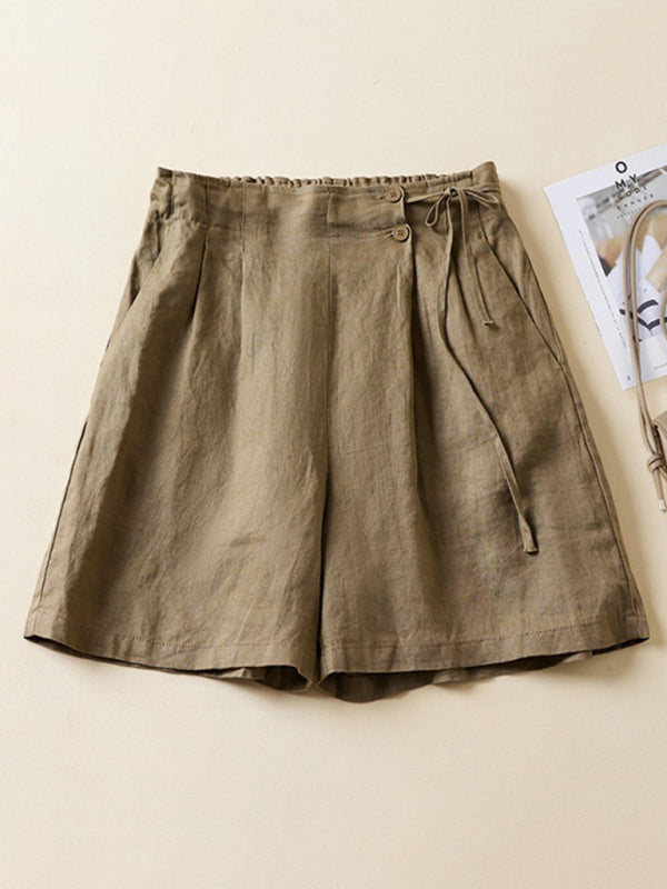 Naisten Baggy Shortsit Kudottu Puuvilla Pellava 6