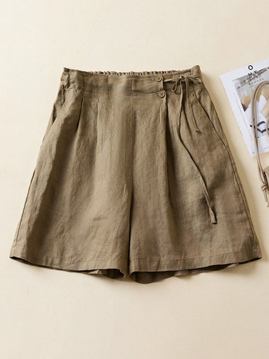 Naisten Baggy Shortsit Kudottu Puuvilla Pellava 6