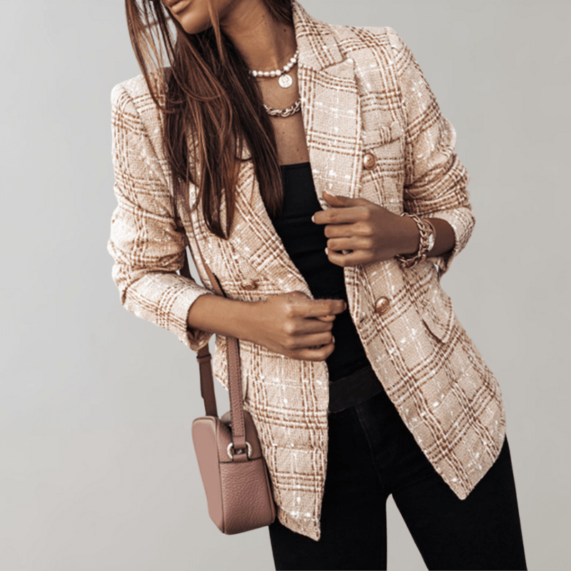 Naisten Blazer Ruudullinen Ajaton Tyyli 2