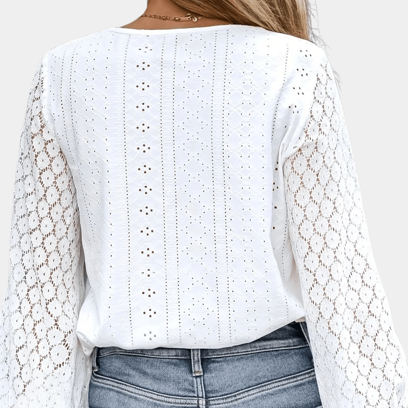 Naisten Blouse V-dekoltee Korkealaatuinen pitsi 4