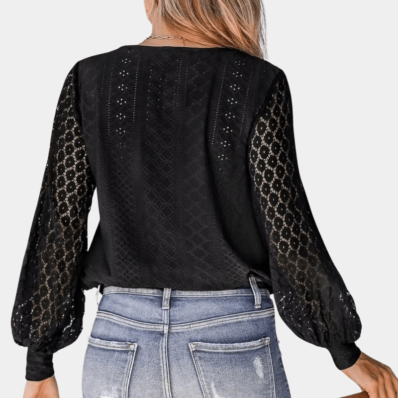 Naisten Blouse V-dekoltee Korkealaatuinen pitsi 5