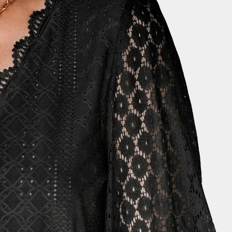Naisten Blouse V-pääntiö ja pitsiyksityiskohdat 6
