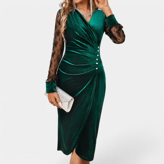 Naisten Bodycon-mekko Kontrastivärisellä pitsillä 2