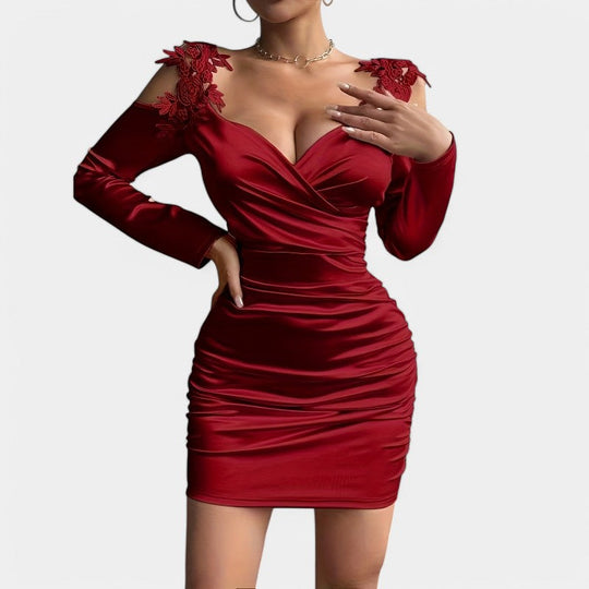 Naisten Bodycon-mekko Pitkällä Hihalla Satiinia 1