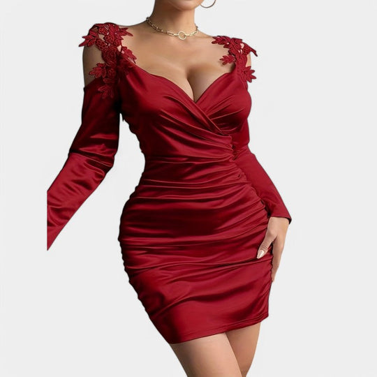 Naisten Bodycon-mekko Pitkällä Hihalla Satiinia 2
