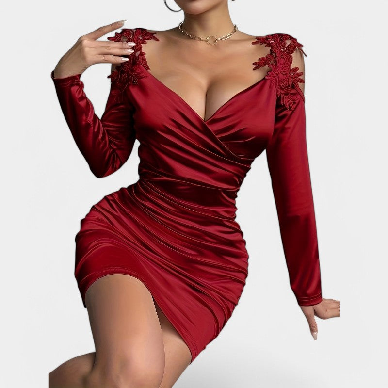 Naisten Bodycon-mekko Pitkällä Hihalla Satiinia 3