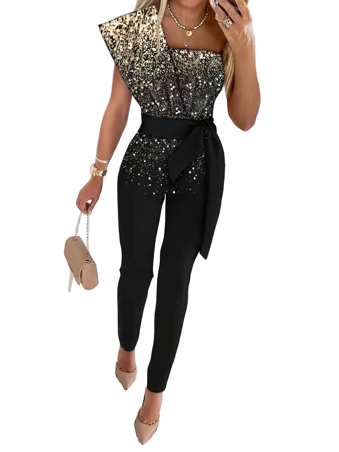 Naisten Bodycon Haalari Glitter-tyylillä 0
