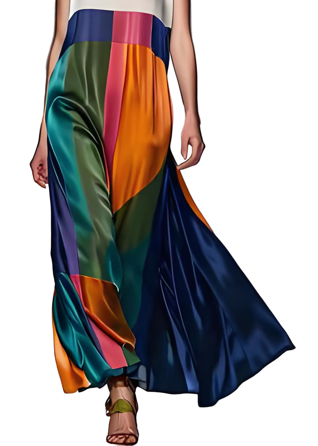 Naisten Boho-tyylinen Maxi-mekko Värilohkoilla 4