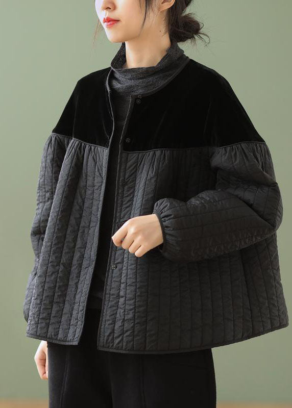 Naisten Boho-tyylinen Musta Talvitakki Napilla 0