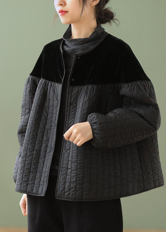 Naisten Boho-tyylinen Musta Talvitakki Napilla 0