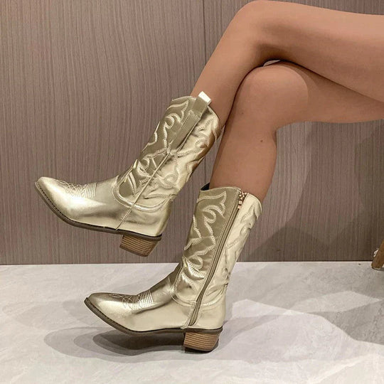 Naisten Cowboy-saappaat Metallinen Viimeistely Moderneilla Yksityiskohdilla 4