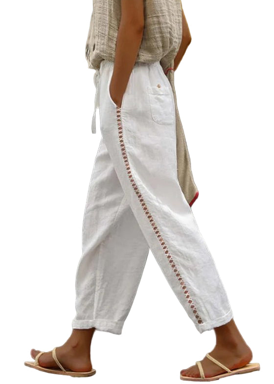 Naisten Crop Housut Joustavalla Vyötäröllä 0