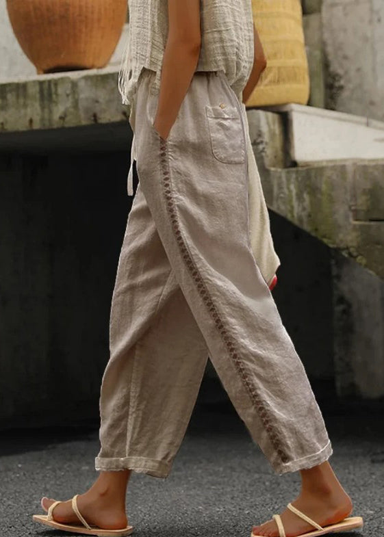 Naisten Crop Housut Joustavalla Vyötäröllä 1