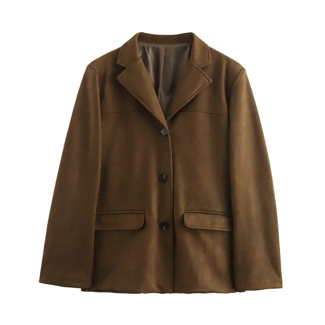 Naisten Cropped Blazer Takki Pitkät Hihat Ruskea 0