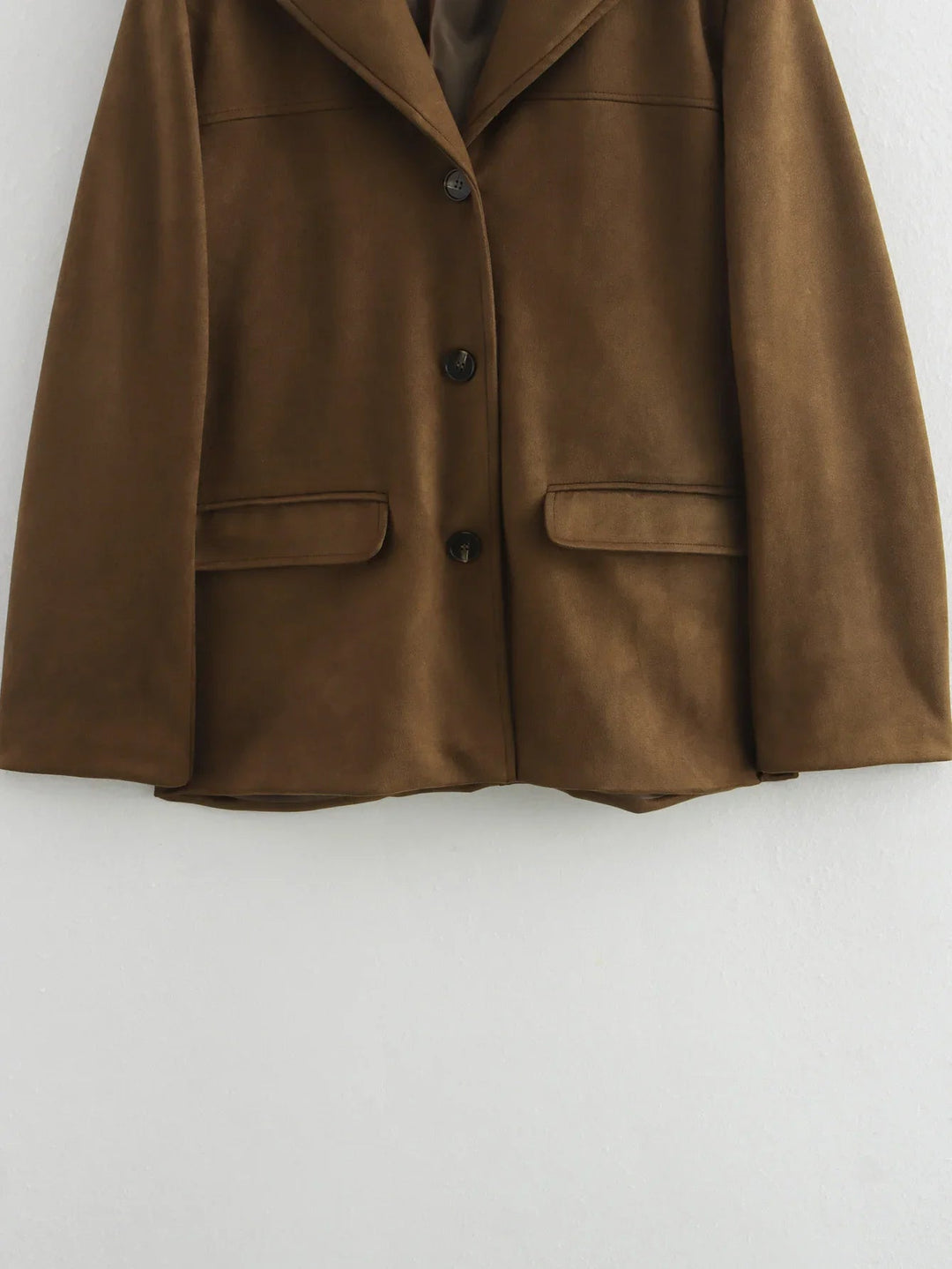 Naisten Cropped Blazer Takki Pitkät Hihat Ruskea 5