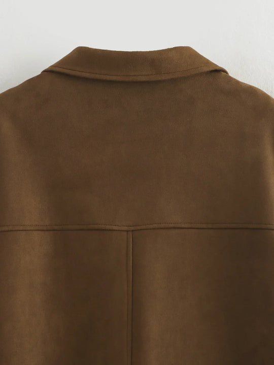 Naisten Cropped Blazer Takki Pitkät Hihat Ruskea 8