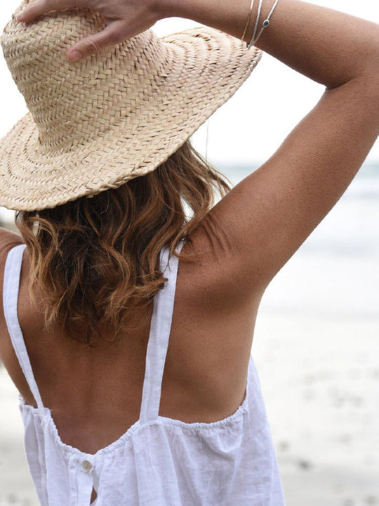 Naisten Cropped Top Vapaa-ajan Pellavaa Takaa Avoin 5