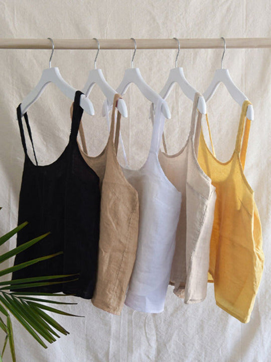 Naisten Cropped Top Vapaa-ajan Pellavaa Takaa Avoin 9