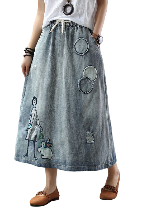 Naisten Denim Hame Rento Tylli Yksityiskohdilla 0