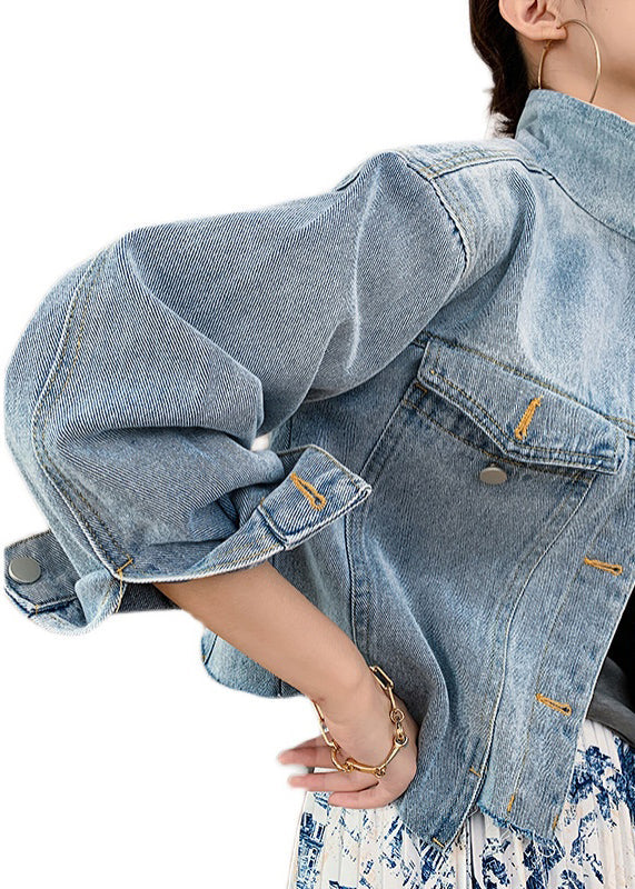 Naisten Denim Takki Sinisillä Napilla 4