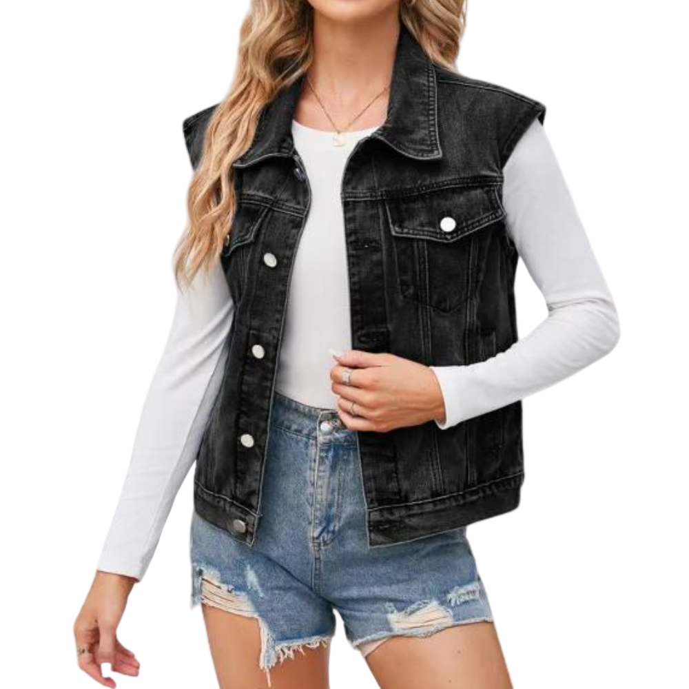Naisten Denimliivi Klassinen Tyyli 0