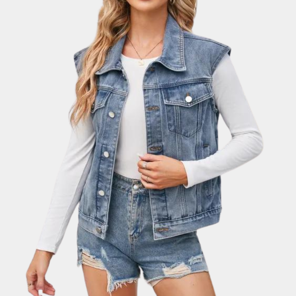 Naisten Denimliivi Klassinen Tyyli 1