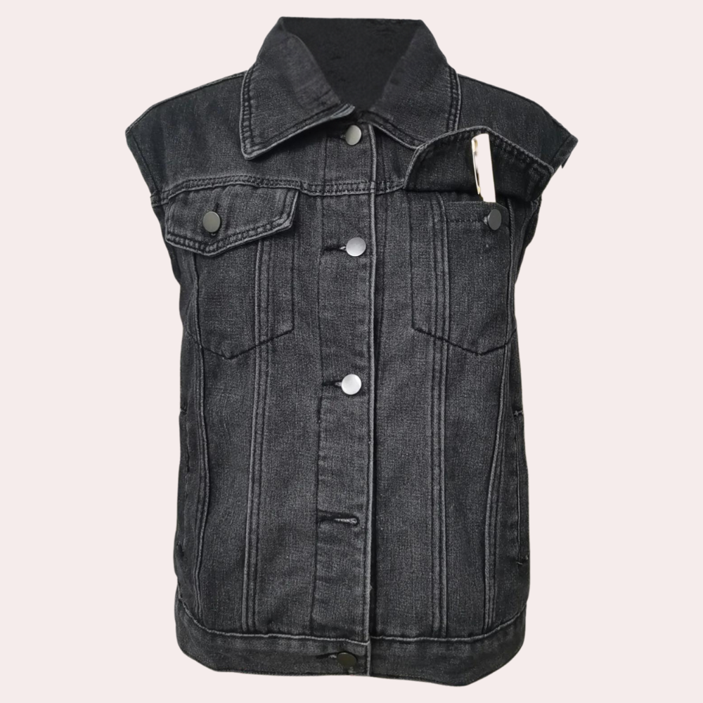 Naisten Denimliivi Klassinen Tyyli 3